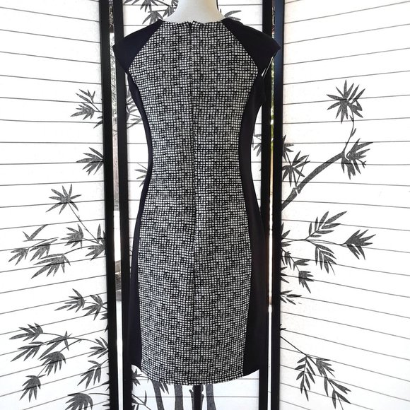Enfocus Studio Black White Cap Sleeve Sheath Dress - Picture 3 of 12